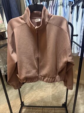 Women's All in Motion light brown scuba fabric Zip-Front Jacket